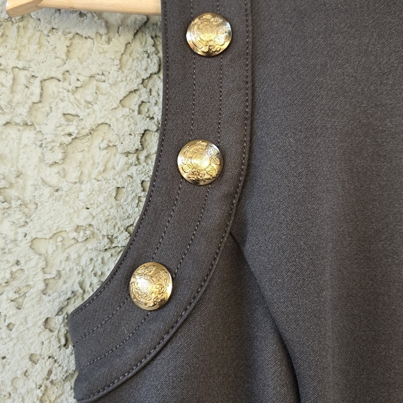 WHBM Army Green Scuba Luxe Gold Button Sheath Dress - Picture 5 of 11